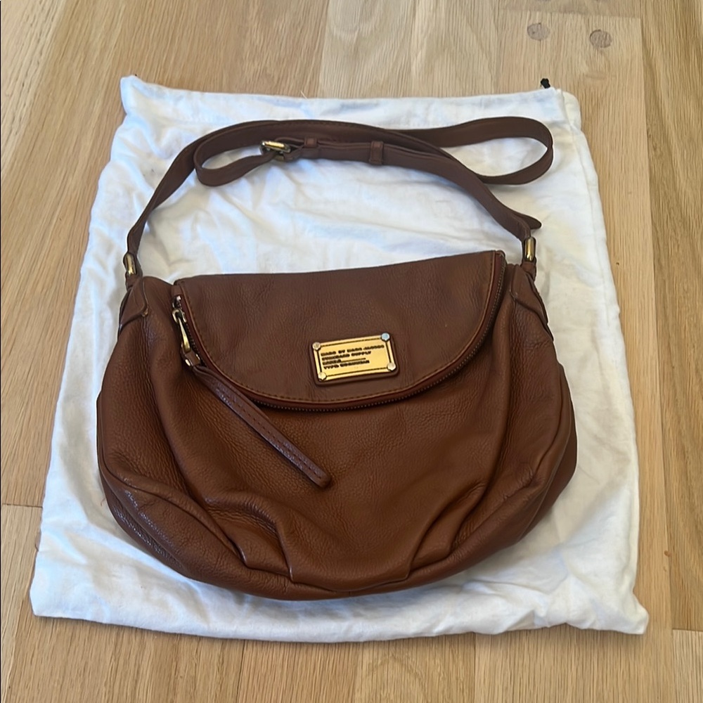 Marc Jacobs Brown Leather Shoulder Bag with Gold Accents